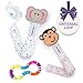 SmartInfant Monkey, Giraffe, and Elephant Design Pacifier Clip, 3-Pack