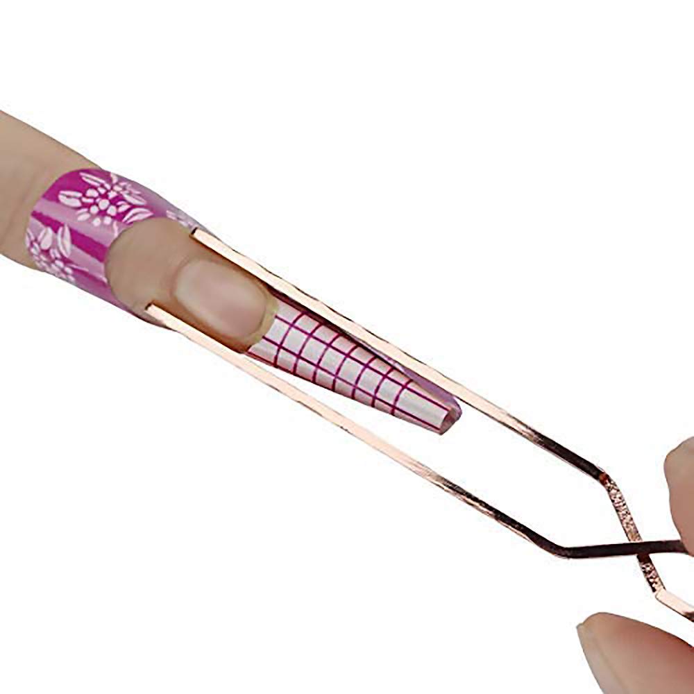 SILPECWEE 1 Pcs Colorful Stainless Steel Nail Art Pincher Cuticle Pusher False Nail Shaping Tweezers Multi-Function Manicure Tools : Beauty