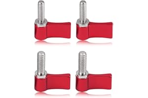 AngelReally Male Threading（17mm Long） Rotating Knob Adjustable Thumb Lever Screw (Red, 2 Pcs M5 ＋2 Pcs M6)