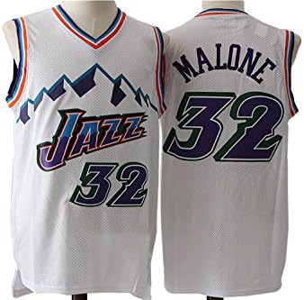 Mens Karl Malone #32 Utah Jazz Retro Jersey White 2XL