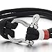 Mens Womens Steel Screw Anchor Shackles Nautical Sailor Black Rope Cord Wrap Bracelet Wristband