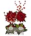 Rose Hair Comb Flower Hair Clips Wedding Party Havana Nights Hair Accessories for Women Stage Outfit (cream+hot red)
