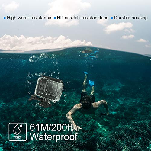 Waterproof Case for GoPro Hero 8 Black Action Camera, 200FT/61M Underwater Photography Housing Case Diving Protective Case Housing Shell with 12pcs Anti Fog Inserts for GoPro Hero 8 Black Camera
