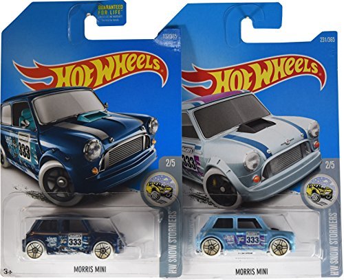 Hot Wheels 2017 HW Snow Stormers Morris Mini 2/5, Set of 2, Dark Blue & Lite Blue variations