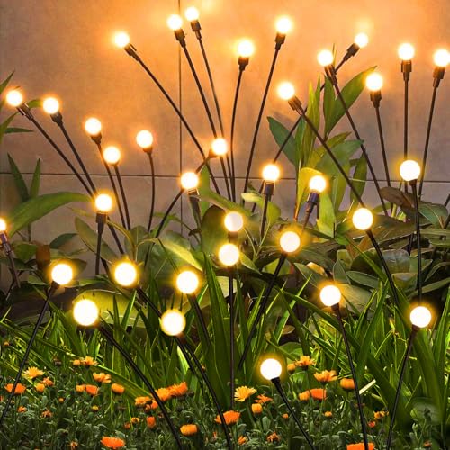 ZFNN Solar Garden Lights Outdoor, 4 Pack Firefly Swaying Lights, Waterproof Garden Decor for Yard Patio Pathway Lawn, Gardening Gifts for Women Christmas Decoration