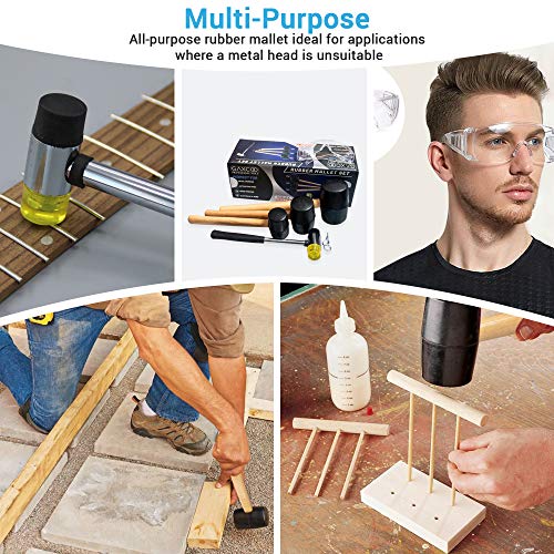 Wood Handle Rubber Mallet Hammer 5 Piece Set 8Oz, 16Oz & 32Oz Mallets