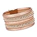 Welcomeuni Bohemian Bracelet Woven Braided Wrap Cuff Magnetic Clasp for Women (Gold)