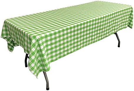 lovemyfabric Gingham/Checkered 100% Polyester Restaurant Style for Picnic, Party, Dinner, Country Style Evants Tablecloth/Overlay (58"X120", Lime Green)
