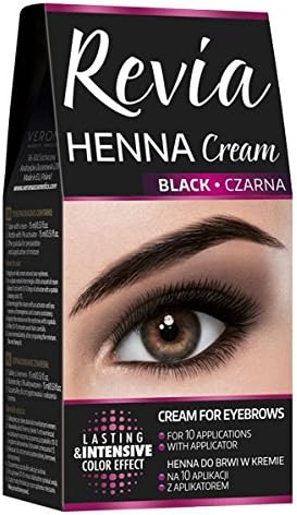 Revia Henna Cream Black Brown Eyebrow 10 Applications Kit Tint (Black)