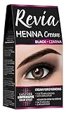 Revia Henna Cream Black Brown Eyebrow 10 Applications Kit Tint (Black)