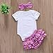 Cute Baby Girl Daddy’s Girl Print Bow Romper+Multi-Tulle Ruffle Bowknot Shorts Outfit (0-6 Months, Purple Elephant)