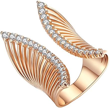 Gold Plated Personality Exaggeration Large Wing Butterfly Ring with Clear Cubic Zirconia Fashion Jewelry