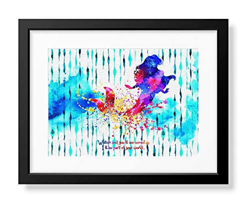 Uhomate-4-pcs-Set-Princess-Ariel-The-Mermaid-Abstract-Art-Canvas-Wall-Art-Baby-Gift-Inspirational-Quotes-Wall-Decor-for-Living-Room-Wall-Decorations-for-Bedroom-M029-8X10