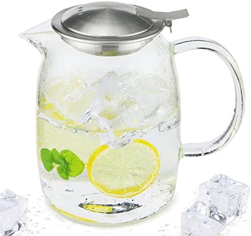 Toyo Glass Teapot Kettle with Removable Infuser, Tea Maker and Strainer Set, Clear Tea Pot Holds 3 To 4 Cups (37 Ounce)