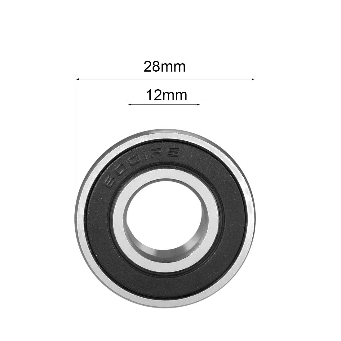 sourcing map 6001RS Deep Groove Ball Bearing Single Sealed 160101, 12mm x 28mm x 8mm Chrome Steel Bearings, 10-Pack - Image 5
