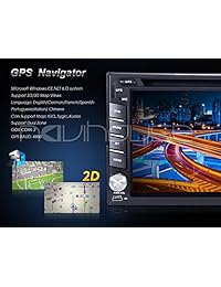 Radio para auto de HIZPO, pantalla 6.2", GPS, reproductor de CD DVD, radio estéreo, con entrada USB para conectar el iPod, mapa y cámara de reversa