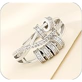 Sumeror Just Breathe Anxiety Relief Spinner Ring, Sterling Silver, Adjustable Size 6-10, Wide Band