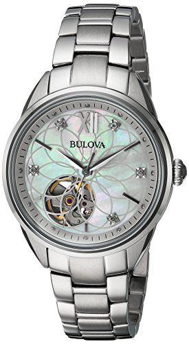 Bulova Women's Automatic Stainless Steel Casual Watch, Color:Silver-Toned (Model: 96P181)