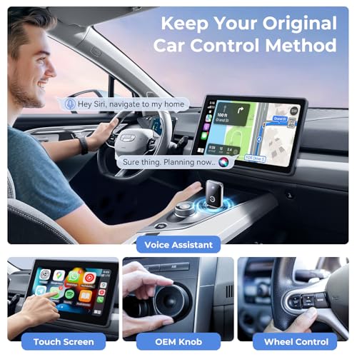 Wireless Carplay Adapter for iPhone, Convert Wired Car play to Wireless, 2 in 1 Plug and Play Mini CarPlay and Android Auto Adapter for iOS 10 Android 11 and Above, Cars with Built-in Carplay (Silver)