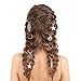 KeyZone 35 Pieces Hair Charms Hair Braid Rings Silver Star Leaves Rose Feather Shell Pendant Charms Rings Set Hair Clip Headband Accessories
