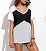 Sarin Mathews Womens V Neck Short Sleeve Color Block Raglan Jersey Loose T-Shirt