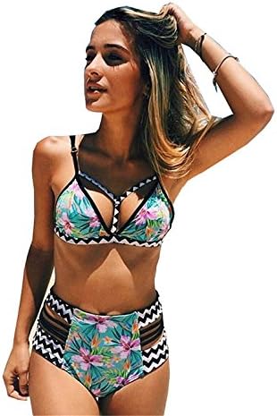 CLEARANCE SALE YOCKE Women's Push up Padded Floral Printed 2Pcs Set Bikini Swimsuit