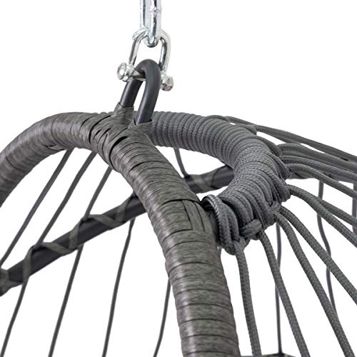 ECD Germany Hängesessel mit Gestell und Kissen, Hängekorb mit Hängestuhlgestell, Hängesesselgestell aus Stahl, Faltbarer… – Bild 4