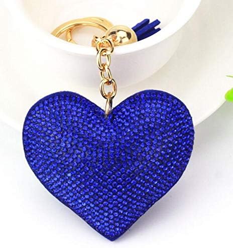 Seraphis Glitter Heart Keyring Blue Crystal Rhinestone Love Keychain Charm Pendant Purse Bag Jewellry for Women - Image 4
