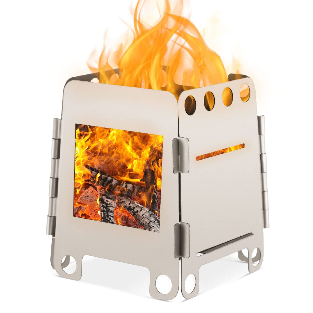 Lixada Camping Stove Folding Portable Titanium Wood Stove Lightweight Folding Kitchen Outdoor Camping Hiking