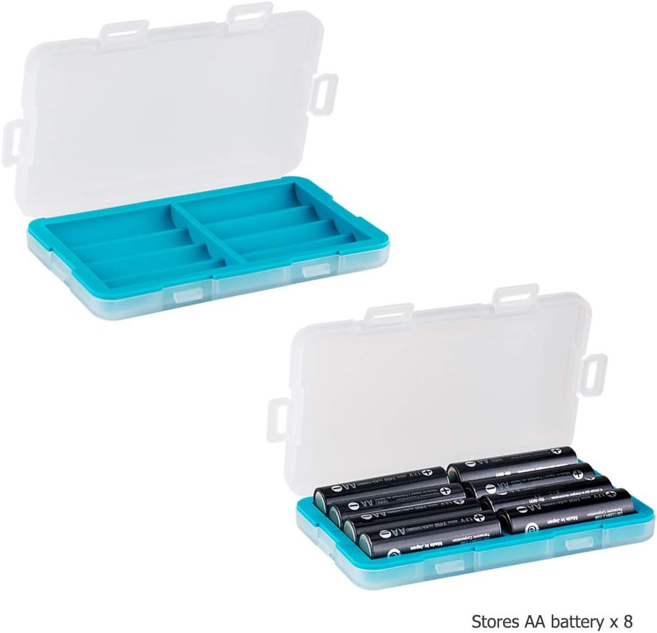 JJC 8 Slots Hard Plastic Batteries Storage Box for 8 AA Batteries, Blue - Image 3