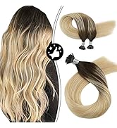 Moresoo I Tip Hair Extensions Human Hair 20 Inch Blonde Real Hair Extensions #2 Fading to #27 and...