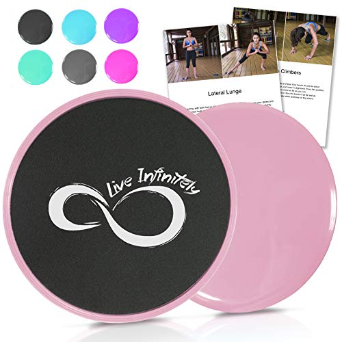 Live Infinitely Core Sliders - Dual Sided Fitness Sliders for Hardwood Or Carpeted Surfaces - Ideal for Ab & Core Workouts - Includes eBook of Exercises & Workouts (Rose Gold)