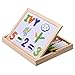 INNOCHEER Wooden Magnetic Puzzles, Letters/Numbers/Shape 110 Pieces with 5 Colored Dry Erase Markers Set - Learning & Educational Game Toy for Kids