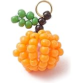 Gelirda 20Pcs Handmade Orange Glass Seed Beaded Apple Pendants Beaded Imitation Fruit Charms for Necklaces Bracelets Jewelry