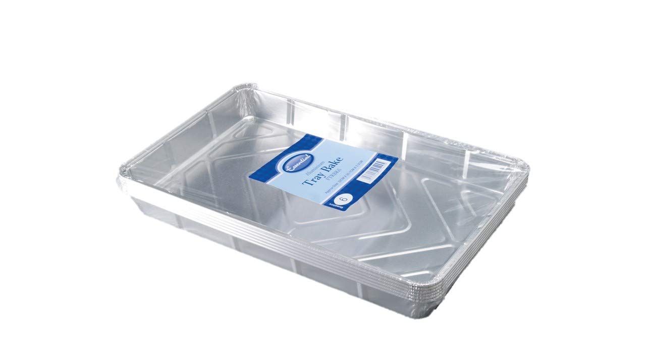 Essential Housewares Pack of 6 323mm X 201mm X 33mm Foil Tray Bakes 323mm x 201mm x 33mm