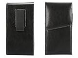 Silent Circle Blackphone 2 - Black Smooth Leather Vertical Cell Phone Case Belt Holster with Heavy Duty 360 Degree Swivel Belt Clip