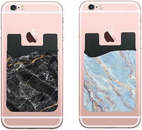 Cardly(Two Cell Phone Stick on Wallet Card Holder Phone Pocket for iPhone, Android and All Smartphones. (Black & Blue)