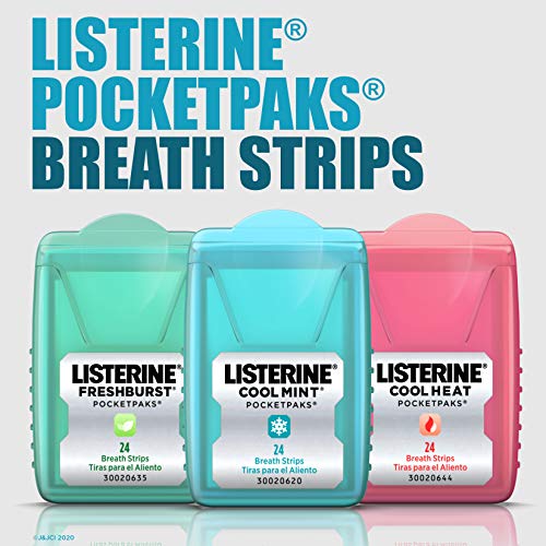 Listerine Cool Mint Pocketpaks Breath Strips, Oral Dissolving Breath Freshener Strips Kill 99