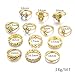 UHANGETH 13pcs Retro Rings Hollow Carved Flowers Joint Knuckle Rings Sets (Gold)