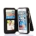 iPhone SE Case, iPhone 5S Case, CaseUp 12 Card Slot Series - [Zipper Cash Storage] Premium Flip PU Leather Wallet Case Cover With Detachable Magnetic Hard Case For iPhone SE/5S/5, Black