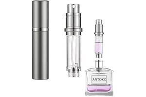 ANTOKX Travel Perfume Bottle Refillable Atomizer - 5ML Perfume Atomiser, Pocket Perfume Dispenser, Scent Pump Case, Leakproof Portable Perfume Sprayer for Women and Men (Gray)