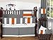 Sweet Jojo Designs Stripe Boy, Girl, Unisex/Gender Neutral Window Valance Curtain Treatment for Baby Nursery Kids Room Kitchen Bathroom Bedroom - Grey Orange Gray and White Modern Striped
