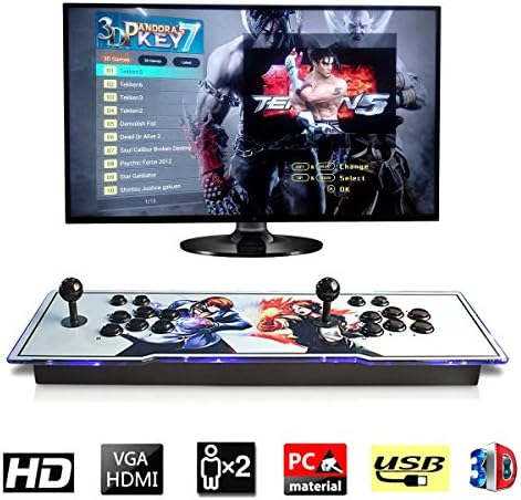 [2177 HD Retro Games] 3D Pandora's Key 7 Box Arcade Game Console 1920x1080 Full HD 2 Players Arcade Machine Support TF Card to Expand More Games PC / Laptop / TV / PS3 (KOF)