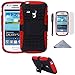 Wisdompro S3 Mini Case, 2 Piece in 1 Dual Layers Heavy Duty Hard Soft Hybrid Rugged Protective Case with Foldable Kickstand for Samsung Galaxy S3 Mini (NOT S3 Fit) - Red/Black