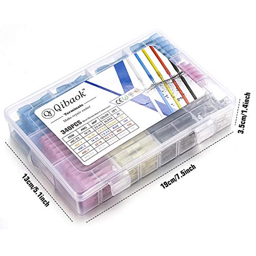 340 PCS Heat Shrink Butt Connectors Qibaok Crimp Electrical Wire Connector Waterproof Insulated Butt Splice Terminal for Automotive Marine Boat Truck Trailer Stereo - Thumbnail 5