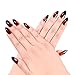 Ejiubas 24 Pcs Metalic Red and Black Color Changing Full Cover Medium Talone False Nail Tips