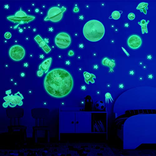 Glow in The Dark and Space Solar System Wall Stickers,Glow in