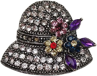 Rhinestone Round Small Hat Brooches for Women (silver)