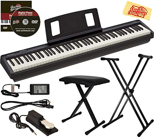 Roland FP-10 Digital Piano Bundle with Adjustable Stand, Bench, Sustain Pedal, Online Lessons, Instructional DVD, and Austin Bazaar Polishing Cloth - Thumbnail 4