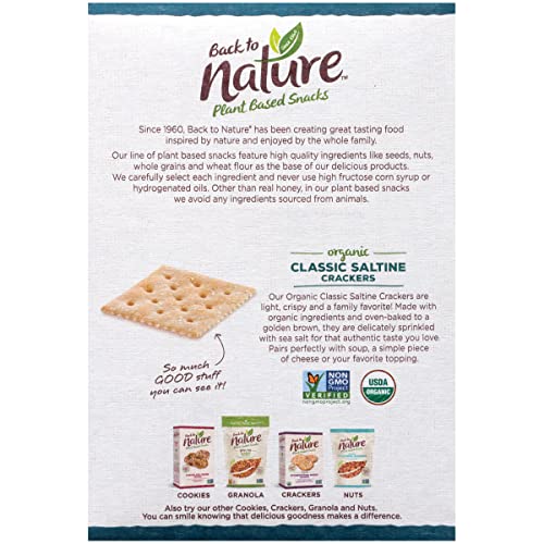 BACK TO NATURE ORGANIC SALTINE CRACKERS – DAIRY FREE, NON-GMO, MADE WITH WHEAT FLOUR & SEA SALT, DELICIOUS & QUALITY SNACKS – 7 OUNCE